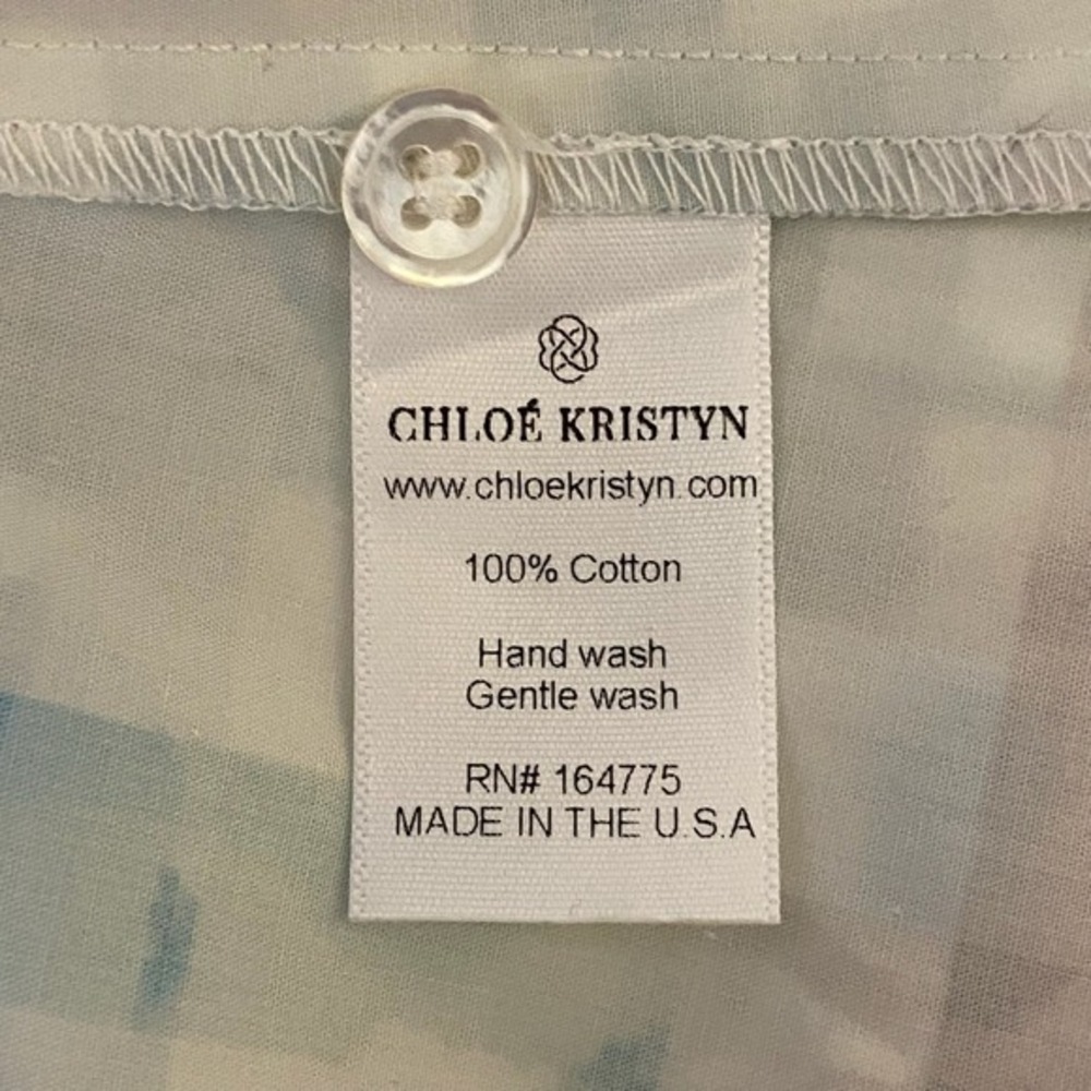 Chloe Kristyn Blouse Womens XS Button Up 1/2 Sleeve Lattice Print Made in USA - Picture 8 of 11